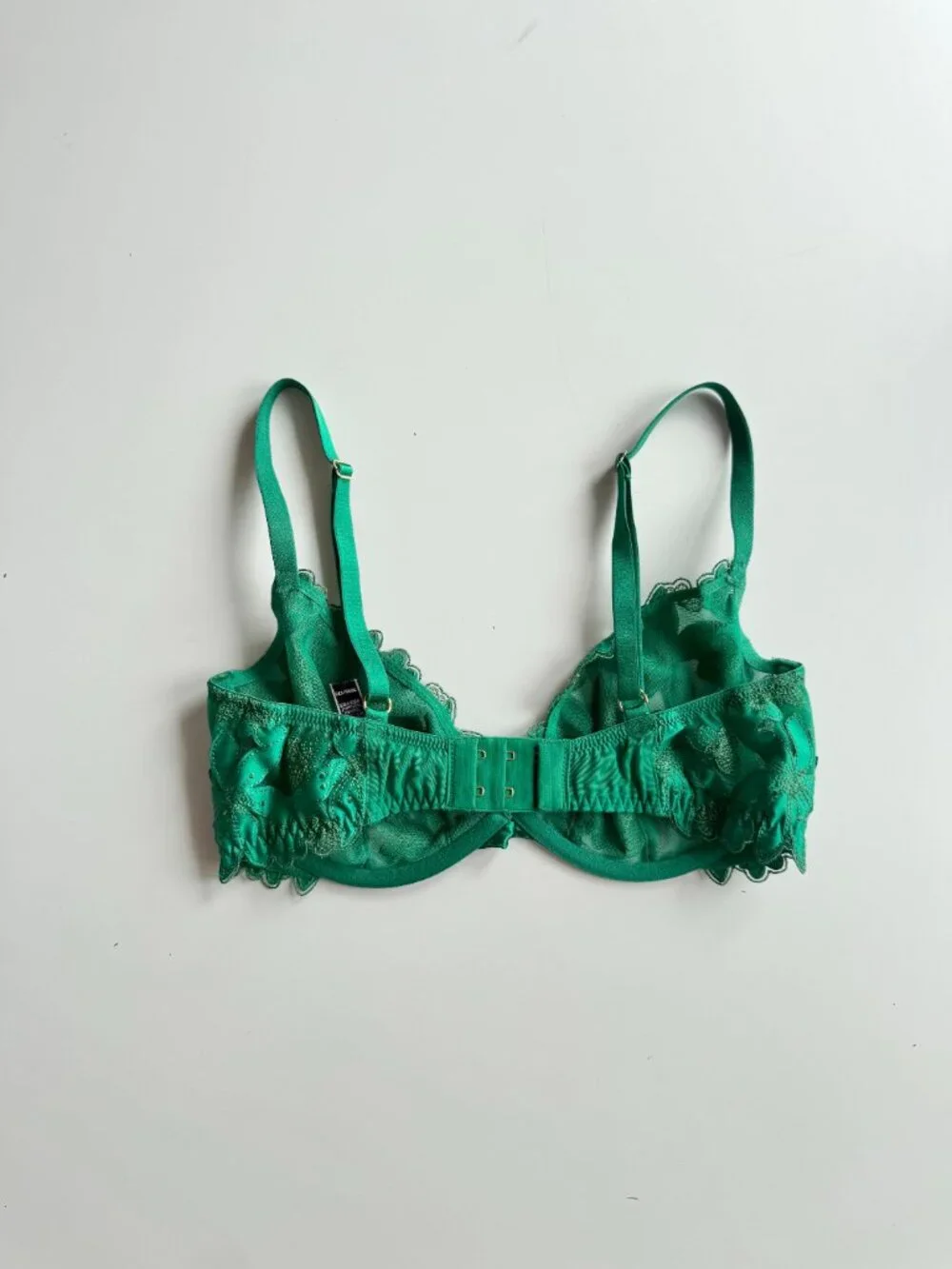 VICTORIA'S SECRET Ziggy Green Floral Embroidered Low Cut Demi Bra, Size 32DD - Picture 10 of 15